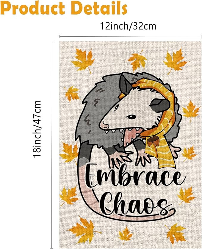 Funny Opossum Garden Flags Seasonal Flags Set of 11 Double Sided Holiday Farmhouse Outdoor Yard Lawn Home Decorations 12.5x18 Inch