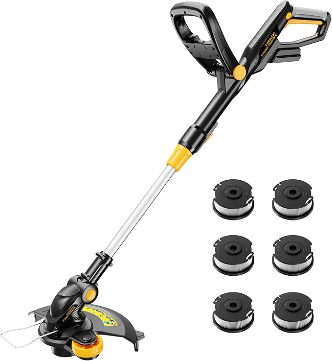 Cordless String Trimmer Compatible with Dewalt 20V MAX Battery, 12-Inch Weed Wacker Cordless Auto Line Feed,Electric Weed Eater Battery Powered Grass Trimmer w/6 Line Spools(Tool Only)