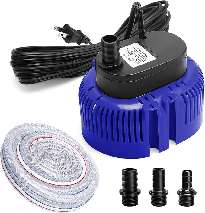 Sump Pump,Pool Cover Pump above Ground,submersible water pump Swimming Water Removal Pumps,for Swimming Pool Basement Garden Pond Tubs Draining,75W,Max Flow:850GPH,3 Adapters,25 Ft Power Cord (Blue)