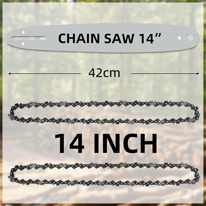 14 inch Chainsaw Guide Bar and Chain Combo - 3/8" LP Pitch 050'' Gauge 52 Drive Links for Craftsman Poulan, for Husqvarna 120, for Echo CS-310, for Ryobi RY3714 (2Chains+1Bar)