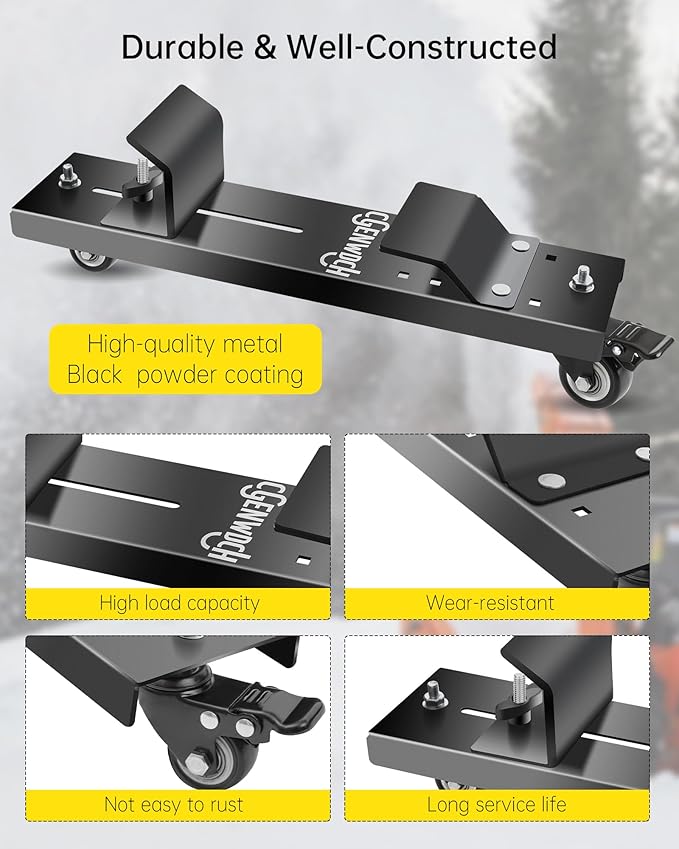 Snowblower Storage Dollies Fit for 44", 47", and 54" Snow Blower, Portable Snow Blower Rack with 360° Rotating Caster Wheels (2PCS)