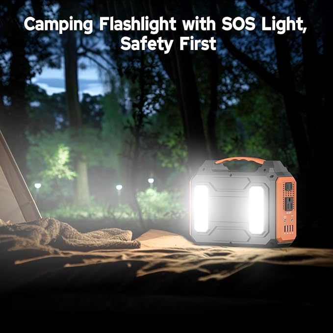 Portable Solar Generator with Panel, 300W Portable Power Station with Foldable Solar Panel 40W, 110V AC Outlet 100W Camping Solar Power Bank Lithium Battery Pack for Home Use RV Outdoor Power Outage