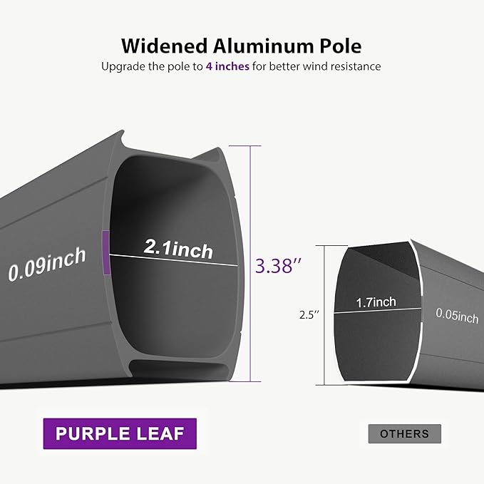 PURPLE LEAF Sunbrella Patio Umbrella 10' X 13' Outdoor Double Top Large Rectangle Heavy Duty 360° Rotation Offset Sun Shade Cantilever Umbrella for Garden Deck Pool Backyard Canvas Natural