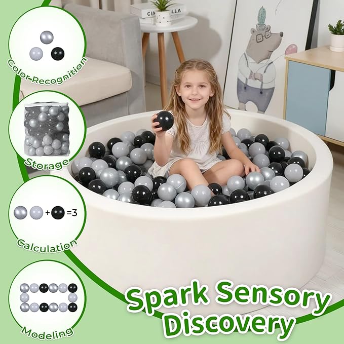 TRENDPLAY Plastic Balls for Ball Pits 2.2 Inch, Pack of 50 100 200 500 Hollow Balls, Perfect for Toddler Baby Pools,Party,Festival Decoration