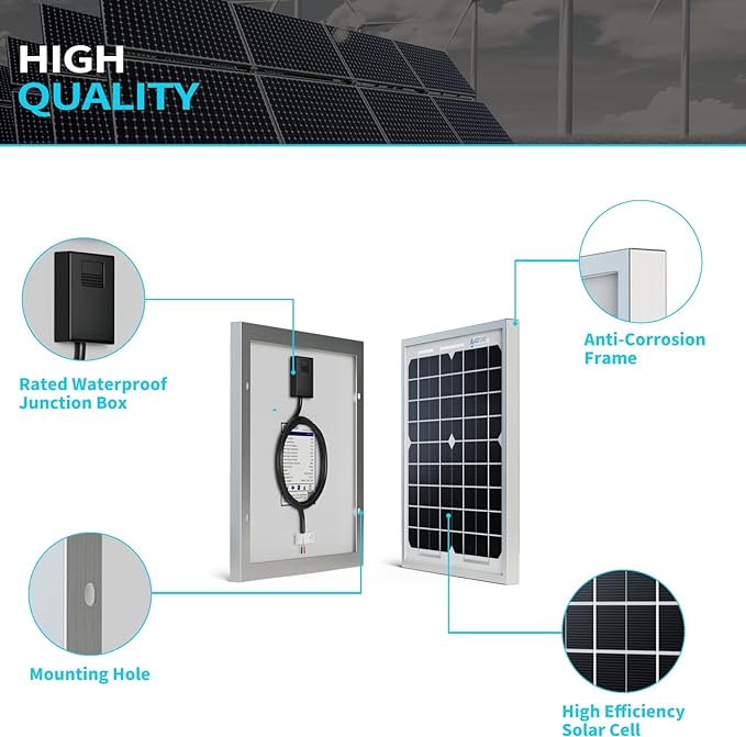 5W-Solar-Battery-Trickle-Charger-Maintainer 12V-Solar-Panel -Charger Waterproof Small Solar Panels for Car, Automotive, Motorcycle, Boat, Marine, RV,Trailer, Truck, etc.