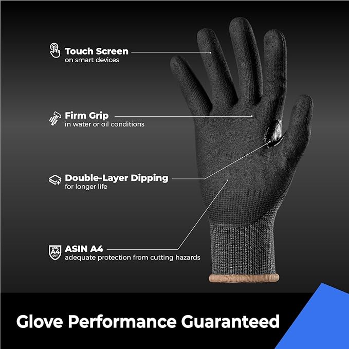 toolant ANSI A4 Cut Resistant Work Gloves without Steel and Fiberglass, Ultra Light & Thin, for Fishing, WoodCarving