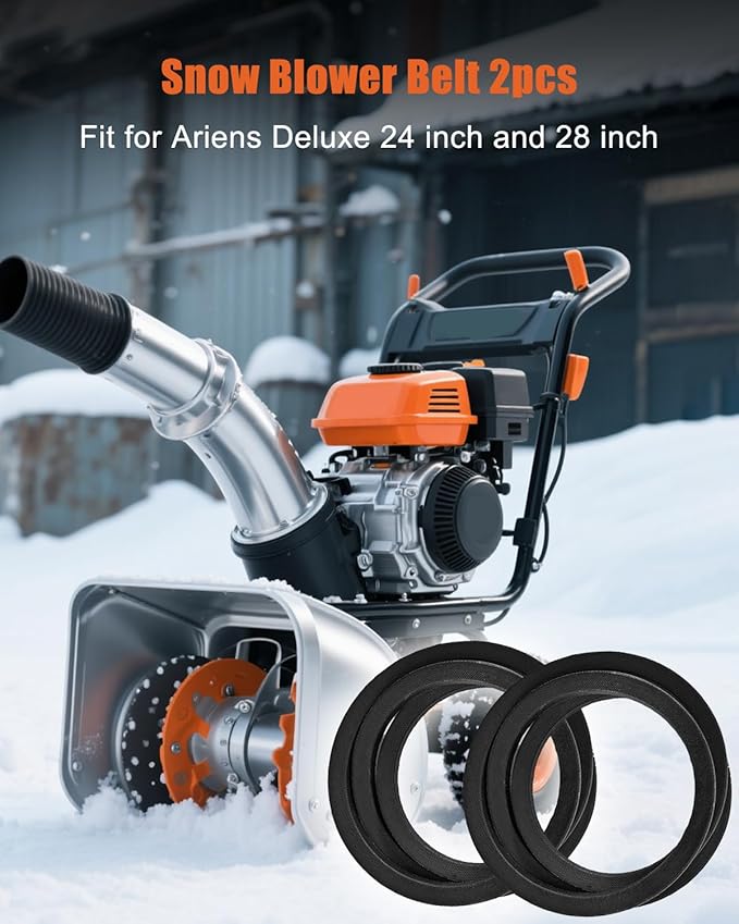 Snow Blower Belt 07200802 Compatible with Ariens Deluxe 24" and 28", HA-RAW Edge V-Belt, 2 Pack