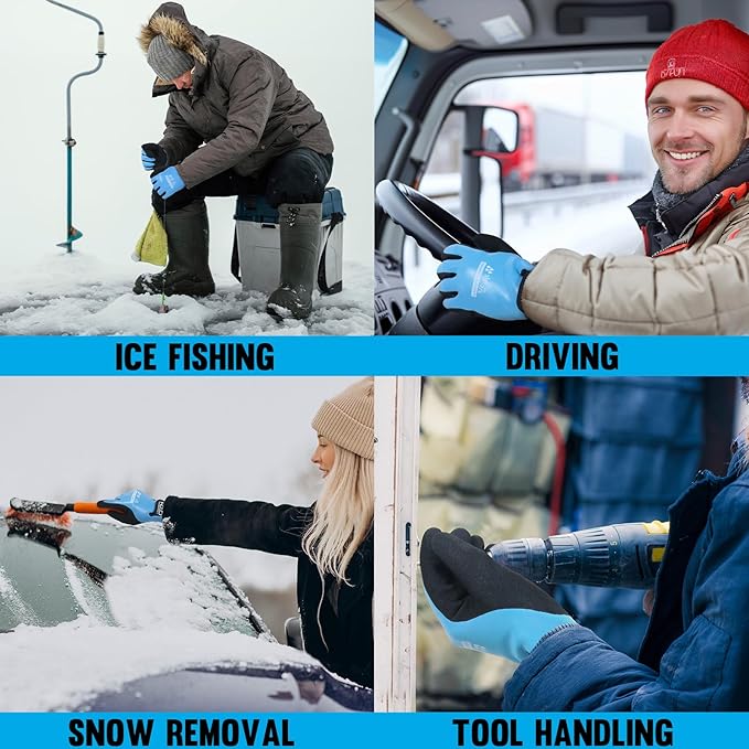 HANDLANDY Waterproof Work Gloves for Cold Weather, Insulated Winter Freezer Work Gloves with Grip for Men & Women