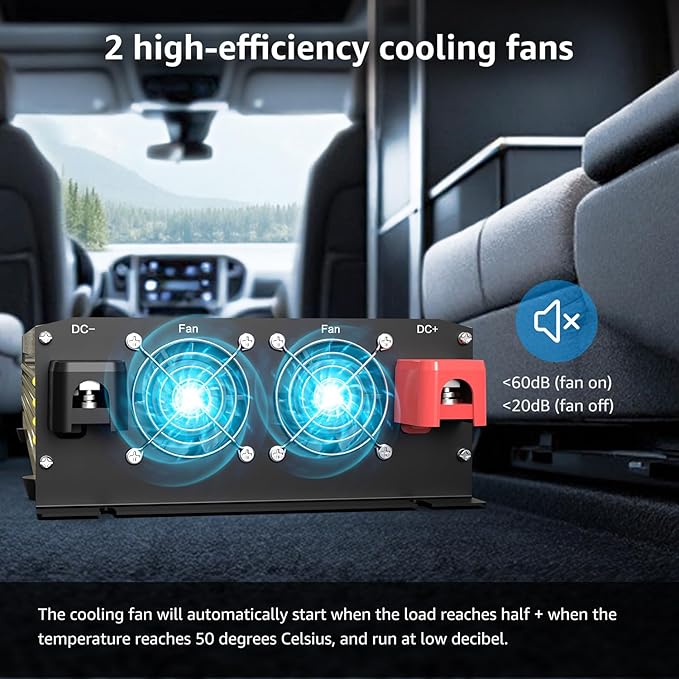 XWJNE 3000W Pure Sine Wave Power Inverter 24V DC to 120V AC Converter with LED Display and Remote Controller for Home, RV, Truck, Off-Grid Solar Power