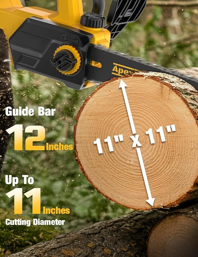 12 Inch Brushless Electric Chainsaw Cordless, for Dewalt Battery 20V, Compact Chainsaw with 44.3 FT/S Powerful Cutting, Auto Oiler Low Kickback Battery Powered Chain Saw for Tree Trimming Wood Cutting
