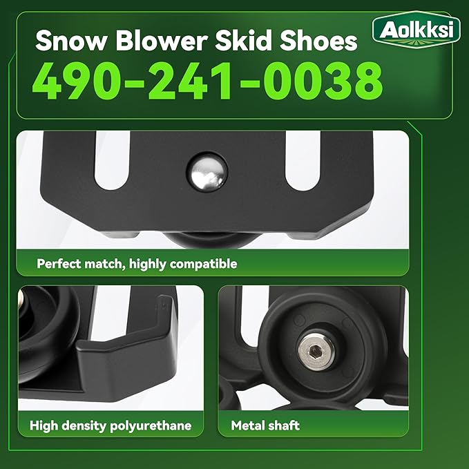 2 pack 490-241-0038 Snow Blower Rolling Skid Shoes for Craftsman MTD, Arnold Troy-Bilt Cub Cadet Yard-Man Ariens, Fits Most 2-Stage and 3-Stage Snow Thrower Snowblowers