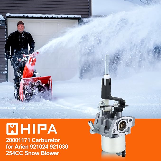 Hipa 20001171 Carburetor for Arien 921024 921030 254CC Snow Blower Snow Thrower Model Replace Husqvara 587154101 Carb with Gasket