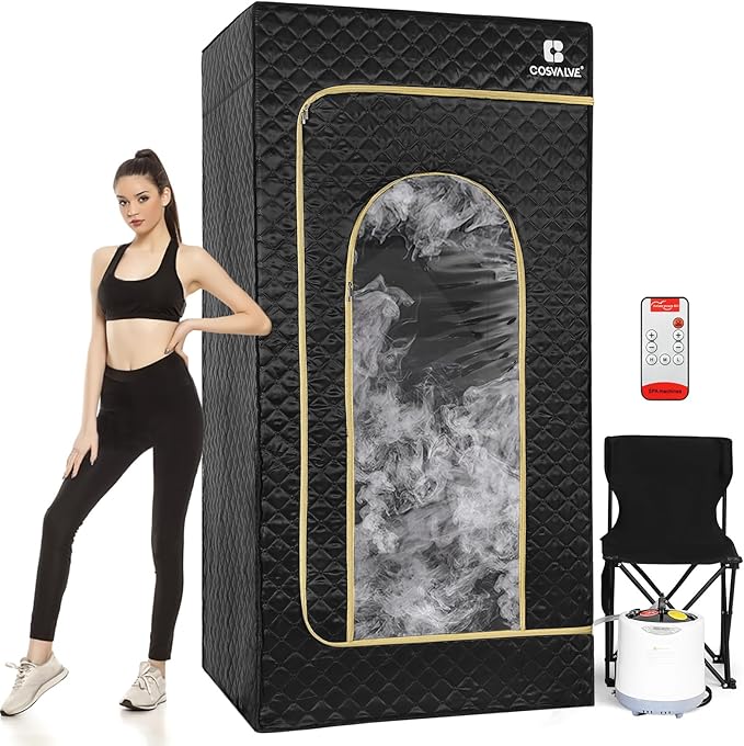COSVALVE Sauna Box, Portable Steam Sauna for Home, Indoor Sauna Full Body Personal Sauna with XL Steamer 9 Levels, Fast Heating and Energy Saving, 2.6' x 2.6' x 5.6'
