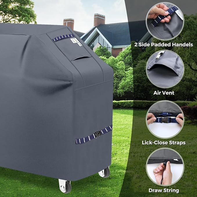 Grill Cover for Outdoor Grill 600D Heavy Duty 59Inch Waterproof,UV & Fade Resistant,BBQ Cover with Adjustable Straps,BBQ Grill Cover for Weber,Blackstone,Charbroil etc,Grey
