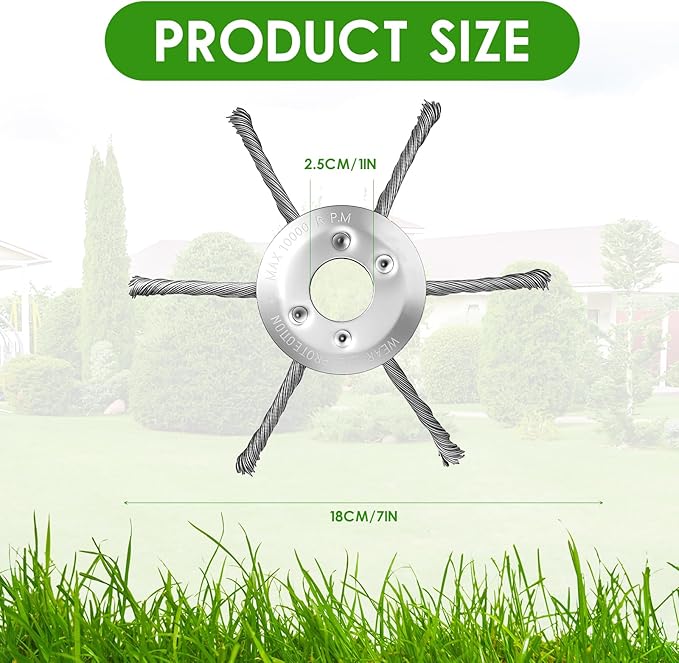 Universal Steel Wire Trimmer Head for Gas Weed Eater,7 Inch Heavy-Duty Brush Cutter Replacement Compatible with Stihl FS55, Husqvarna 128LD, Echo SRM225, and Other Models(7"+6 Blades) (2)