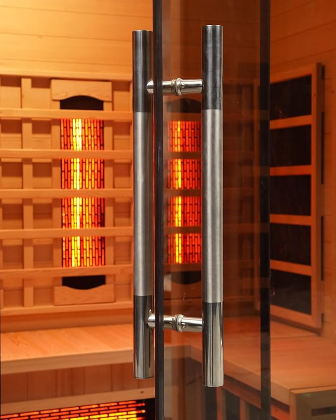Full Spectrum Infrared Sauna for 4 Person, Indoor Canadian Hemlock Wood Red Light Home Spa Saunas with Upgraded WiFi Control, Speaker, Oxygen bar, Reading & 7-Color Starry Light, 2700W, 220V