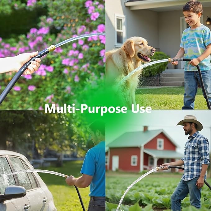 Leader Garden Hose 5ft x 3/4", Heavy Duty Short Water Hose, Male to Female Fittings, Five Layered Braiding for Durability, 1000PSI Burst, 300PSI Working (Black)