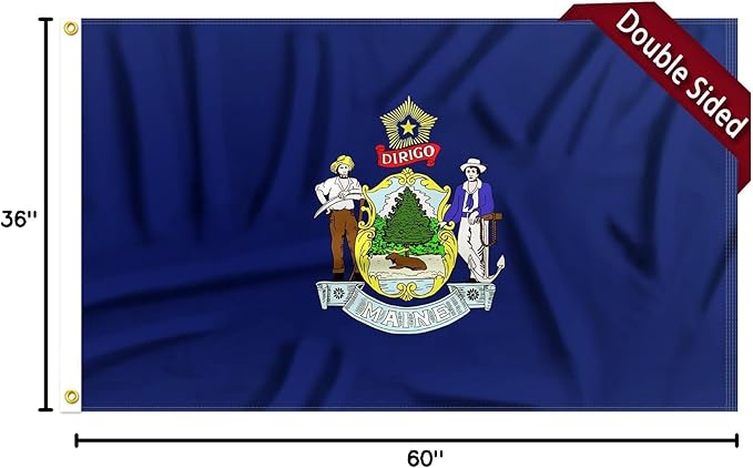 FLAGWIN Maine Flag 3x5 FT - 3 Ply Double Sided Polyester Maine State Flag with Brass Grommets - Vivid Color and Fade Proof State of Maine Flags 3x5 Outdoor