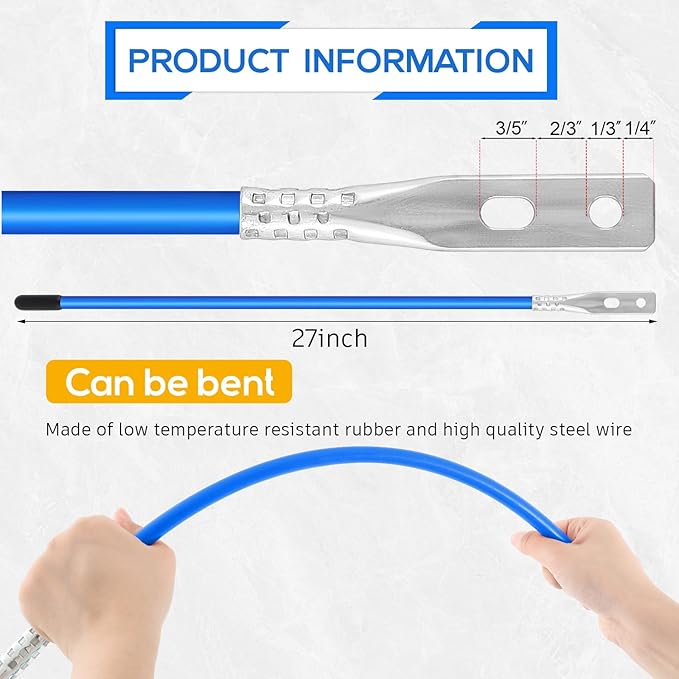Lasnten 4 Pcs 27 Inch Snow Plow Blade Markers Guide Kit Steel Wire Inside Bolt on Bumper Guides High Visibility Easy Installation for ATV Snowplows(Blue)