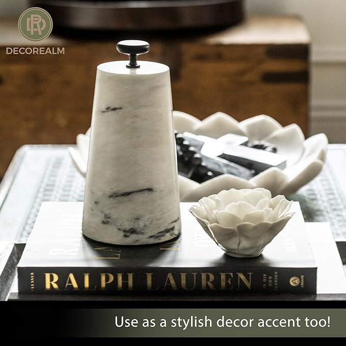Marble Decorative Door Stop, Cute Door Stopper with Cast Iron Handle, Heavy Weighted Door Stop for Your Indoor or Outdoor Door, Heavy Door Stopper Weight/Rock for Country Home Decor (2 Knobs, 6lbs)