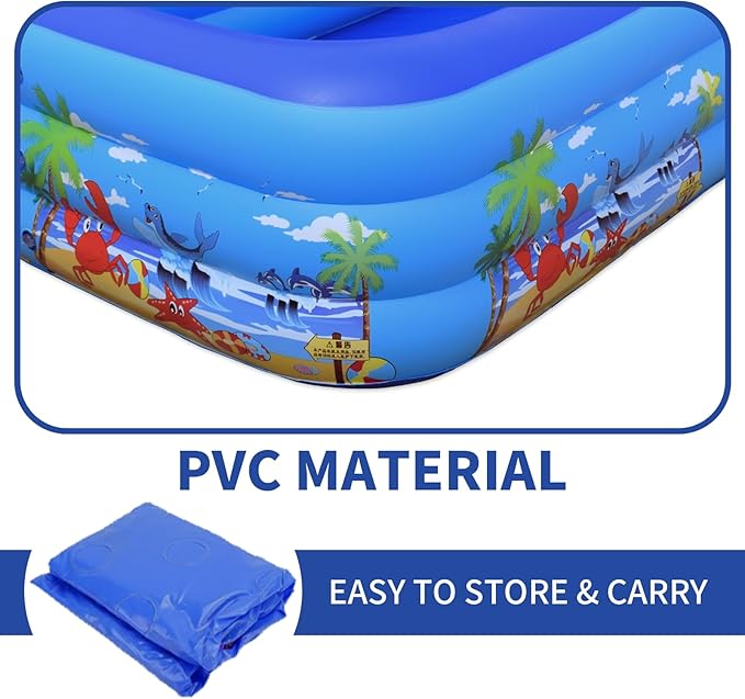 Baiao Inflatable Swimming Pool for Adults, Blow Up Pool for Backyard, Garden, Indoor, or Summer Play Water Happy Family Time