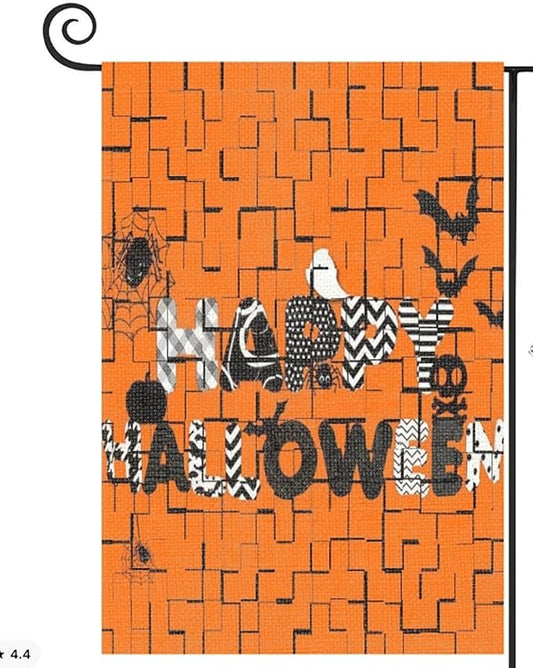 Halloween Garden Flag 12x18 Inch Double Sided Outside Jigsaw Seasonal Farmhouse Yard Festival Outdoor Flag