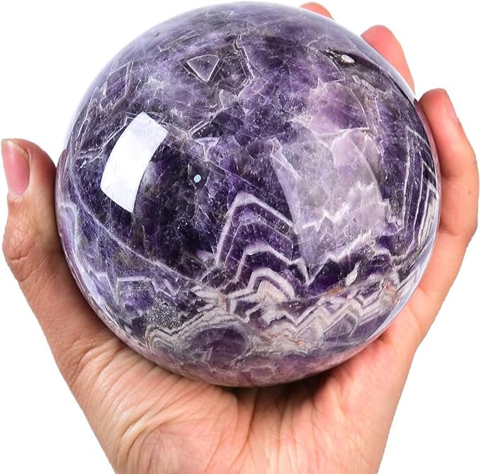 Dream Amethyst Crystal Ball with Stand Large Healing Crystals Sphere for Meditation, Divination, Witchcraft 90-100mm/3.5-3.9"