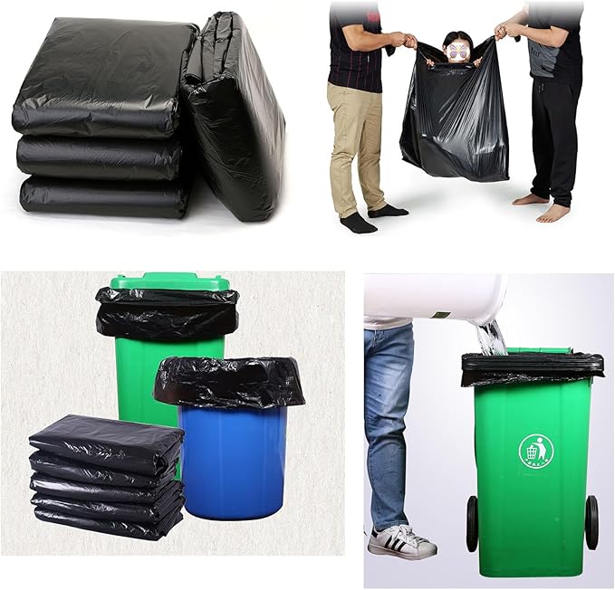 65 Gallon Trash Bags 1.8 Mil -50''x55'' Pack of 50 Thick Large Heavy Duty Multi-Use Garbage Bags Extra Large Strong Trash Can Liners for Office, Picnic,Kitchen, Bulk Bags (65 Gallon 50 Count)