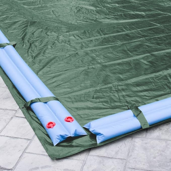 Robelle 16 x 32 ft Professional Green Winter Pool Cover for Inground Pools, 5 ft Overlap (21 x 37 ft Cover Size), Solid 12 x 12 Scrim, 3.7 oz/yd2, 15-Year Warranty, Style: 371632RA