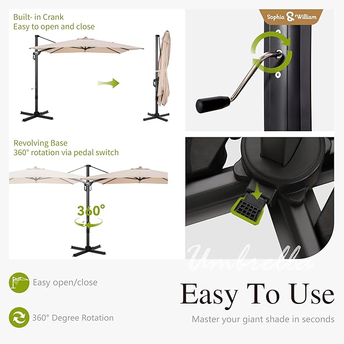 Sophia & William Cantilever Patio Umbrellas Offset Outdoor Umbrellas