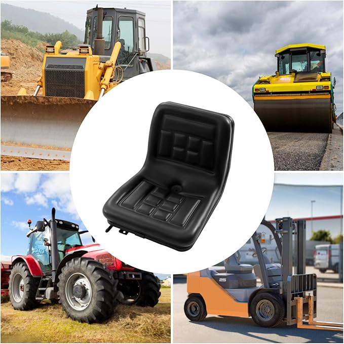 Lawn Mower Seat, Universal Lawn Tractor Seat Replacement, Compact High Back Mower Seat, Central Drain Hole Skid Steer Seat for Loader Tractor Forklifts Dozers Excavators