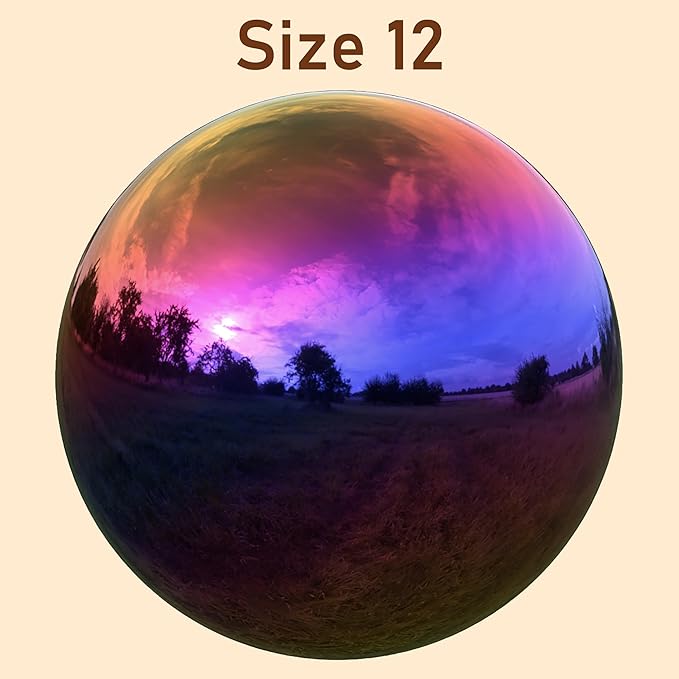 Lulu Decor, Rainbow Stainless Steel Gazing Mirror Ball Size 12 with Stand