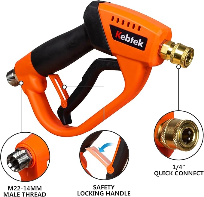 Kebtek Foam Cannon with Pressure Washer Gun 5200 PSI, Car Wash Foam Gun with Pressure Washer Quick Connect Kit and 5 Nozzle Tips, M22 and 1/4 Inch Quick Connect, 1Liter