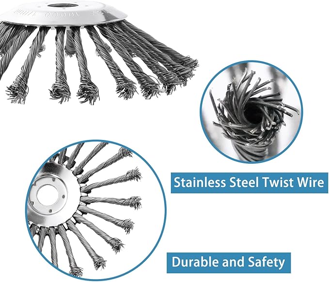 10 Inch Unbreakable Wired Trimmer Blade Weed Eater Attachments Steel Wire Grass Trimmer Head, Weed Eater Head with Adapter Kit for Replacement Lawn Mower Tray, Moss Grass Rust Removal