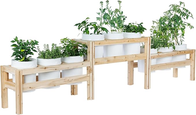 Greenes Fence Two-Tiers Nine Bucket Elevated Cedar Wood Garden Frame, 125 in. x 16 in. x 30 in. - Made in USA with North American Cedar