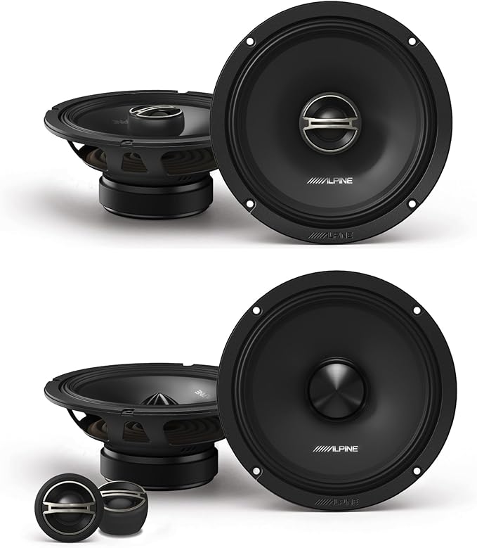 Alpine DM-65-G Coaxial and DM-65C-G Component 6.5-Inch Speakers with Grille Bundle