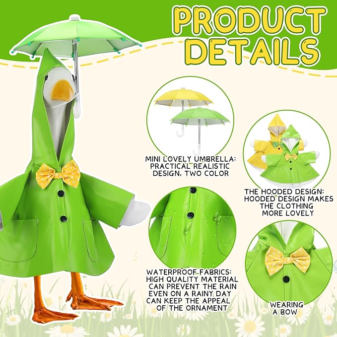 Abbylike Porch Goose Outfits Porch Yard Goose Outfits Clothes Costume Fits Large 23'' Cement for Garden Yard Statue Pathway Decorations