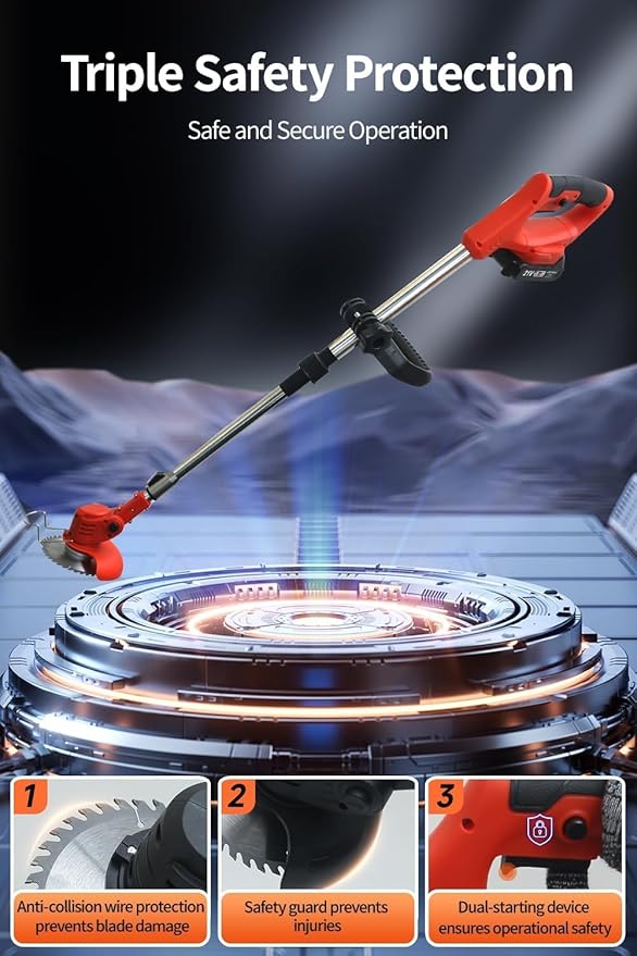 Cordless Weed Wacker, Electric Weed Eater, Grass Trimmer Cordless, 2 Batteries, Weed Erimmer,red