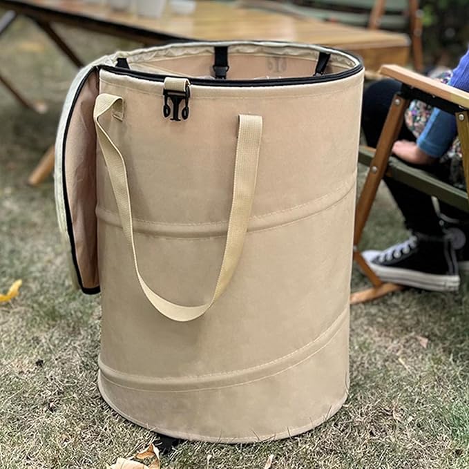 Zunate Collapsible Lawn and Leaf Bag, 24 Gallon Collapsible Trash Can, Reusable Outdoor Yard Waste Leaf Bag Garden Garbage Bin, Garden Garbage Bag with Lid, Lawn and Leaf Bags for