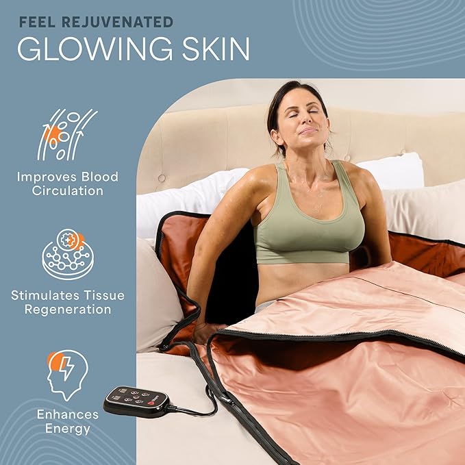 LifePro RejuvaWrap Far Infrared Sauna Blanket for Detox & Relaxation – Available in 5 Colors & 3 Models – Portable Sauna Blanket Infrared for Muscle Relief, Circulation & Recovery – 9 Heat Levels