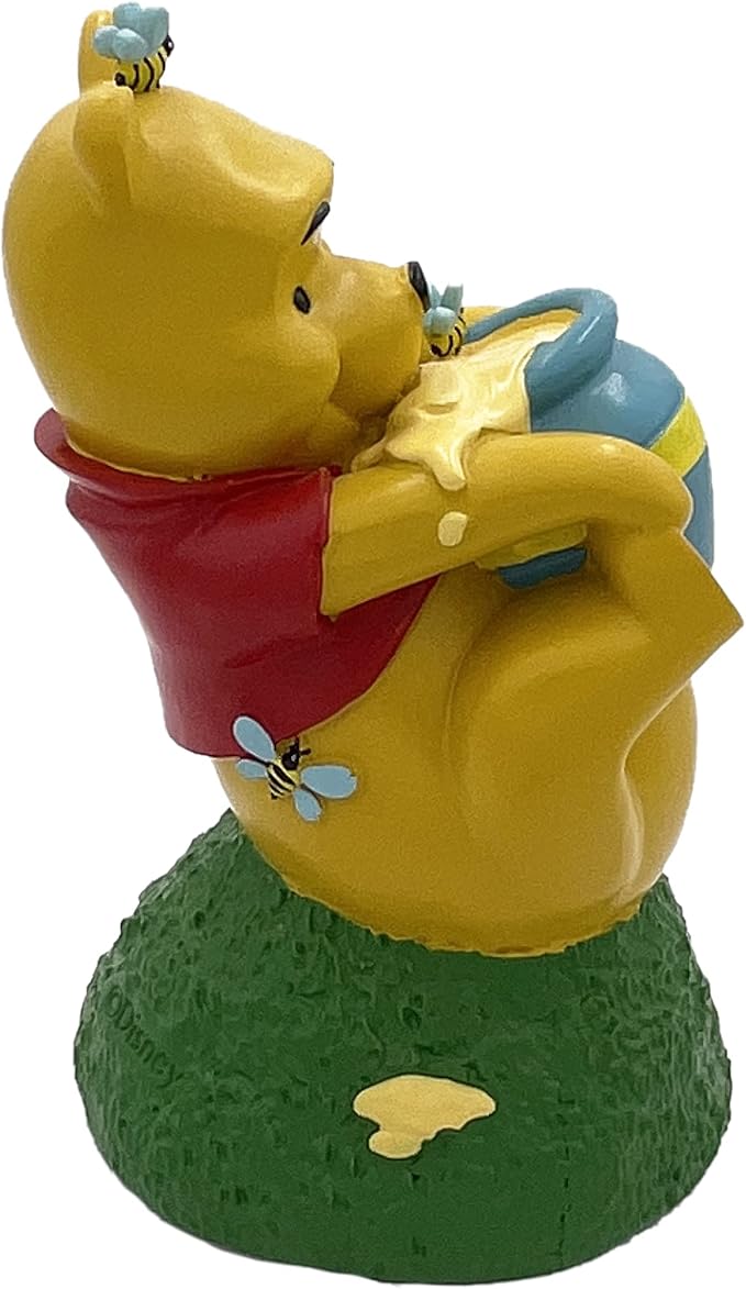 Disney Winnie The Pooh Rolling Honey Pot Everyday Outdoor Garden Statue, 7 inches Tall, Officially Licensed Disney Product