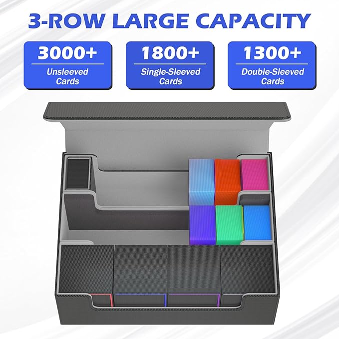 Mtg Deck Box Set, 4000+ PU Leather Strong Magnet Trading Card Storage Box, Card Case Set Include 3-Row Card Box, 4 Commander Deck Case, Playmat, Deck Box for TCG, MTG, CCG, YuGiOh