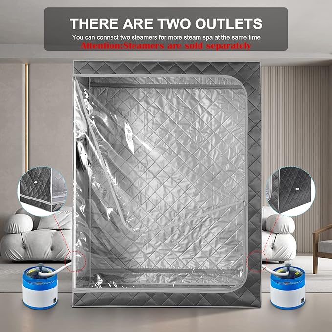 ZONEMEL Full Size Sauna Tent, Portable 1 or 2 Person Full Body Home Spa for Relaxation, Detox, Steamer not Included (L47.24 x W31.5 x H63,Clear Door)