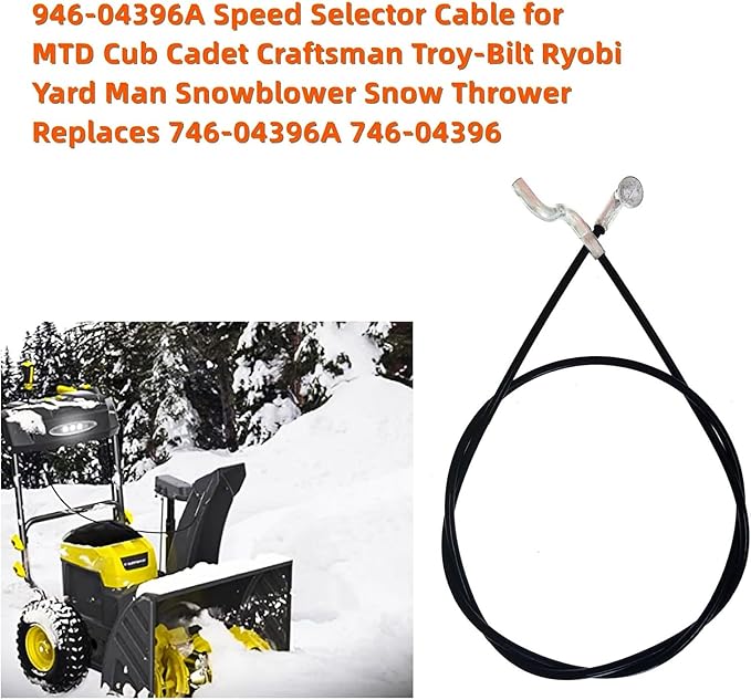 746-04396A Speed Selector Cable for MTD 746-04396 946-04396A, Fits MTD Cub Cadet Craftsman Troy-Bilt Ryobi Yard Man 2 Stage Snow Blower Snow Thrower(2-Pack)