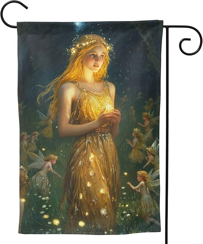 Fairy Garden Flag Vertical Double Sided Outdoor Yard Flags 12.5x18 Inch Burlap Banners Vertical Double Sided for Outdoor Decor Lawn