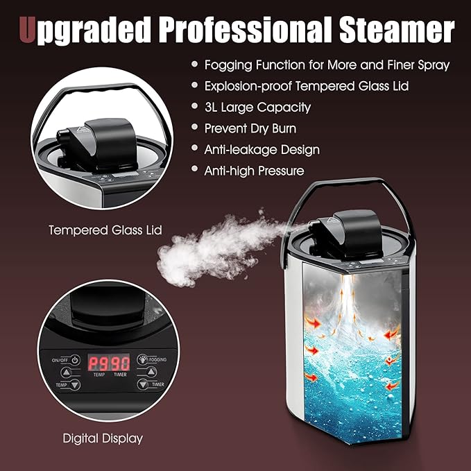 COSTWAY Portable Steam Sauna, Remote Control, 3L Steamer, Foldable Sauna Spa with 9 Temperature and 90 Mins Timer, Atomization, Personal Sauna Hat Tent for Detox Relaxation (Coffee)
