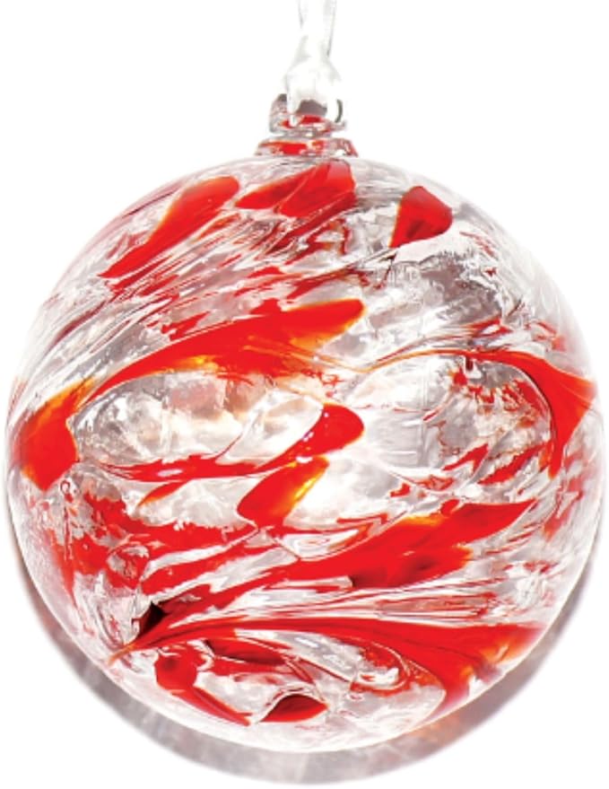 Large Friendship Glass Ball Globe - Red 4.7 inch Hand Blown Handmade Hanging Garden Gazing Ball Indoor Outdoor Home Décor