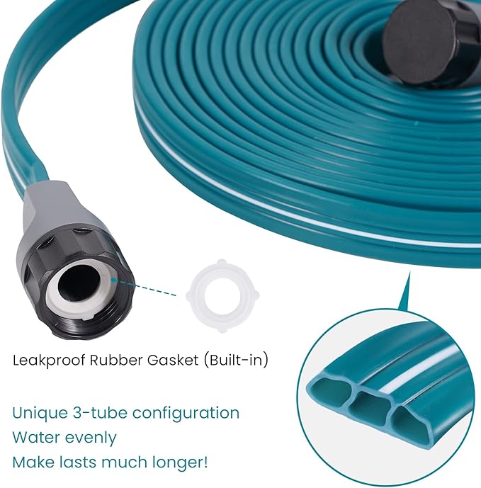 LINEX Sprinkler Soaker Hose 25 ft for Garden Lawn Watering Hose with Hose Stakes