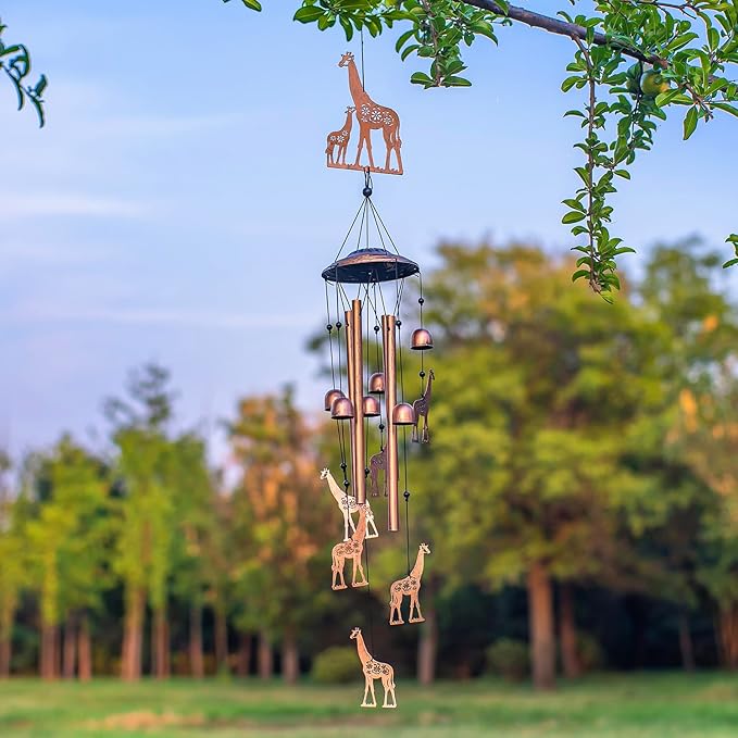Giraffe Wind Chimes Outdoor Giraffe Gifts for Women/Men/Mom/Wife/Grandma Birthday Gifts Memorial Gift Metal WindChimes for Outside/Indoors, Lawn, Patio, Home, Porch, Yard Decor, Garden Decorations