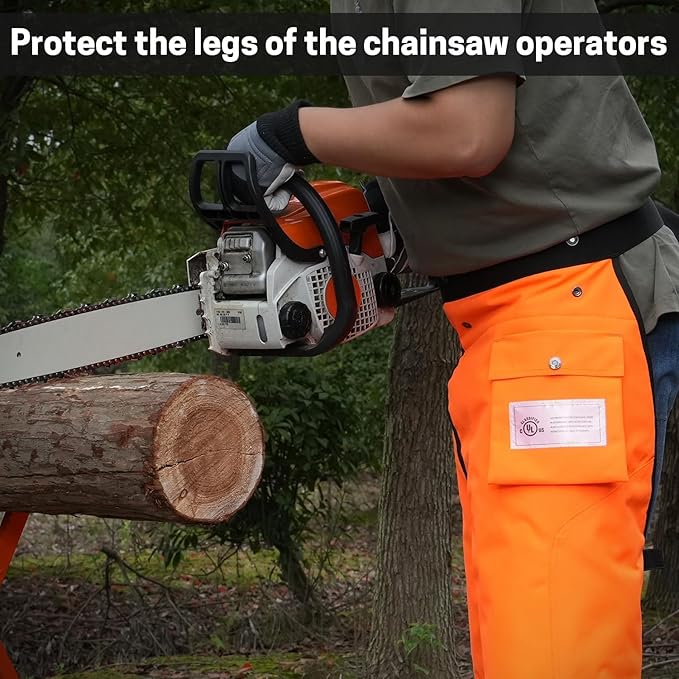 Chainsaw Chaps Apron Wrap 8-layer for Men/Women Loggers Forest Workers Protective Chain Saw Pants Adjustable